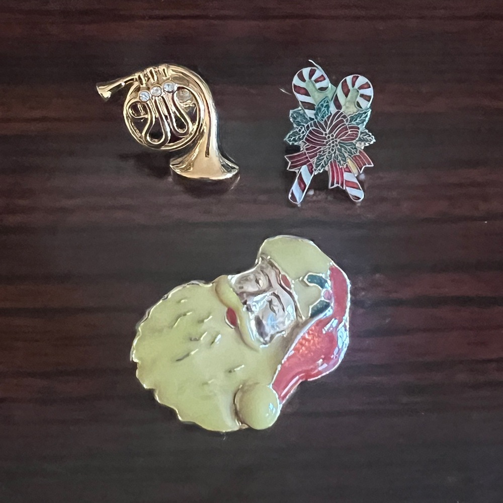 Vintage Christmas Pins Set of 3